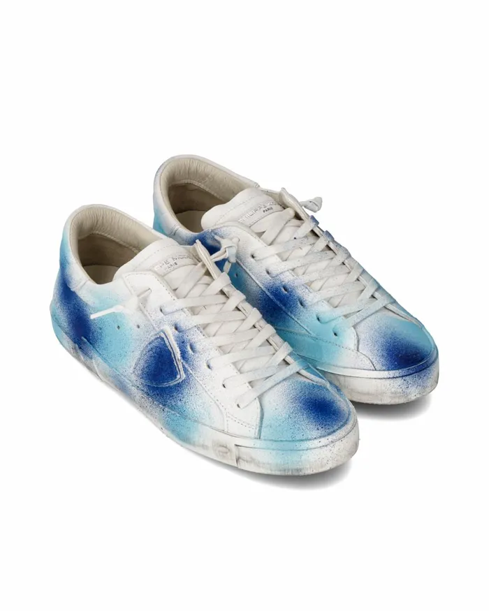Men Prsx Sneakers White Blue Azure Shoes Philippe Model Paris Casual