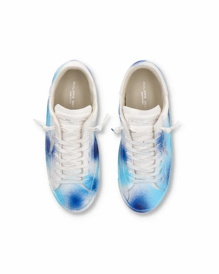 Men Prsx Sneakers White Blue Azure Shoes Philippe Model Paris Casual