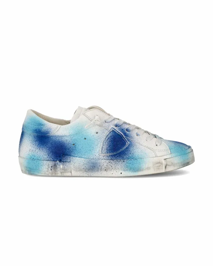 Men Prsx Sneakers White Blue Azure Shoes Philippe Model Paris Casual