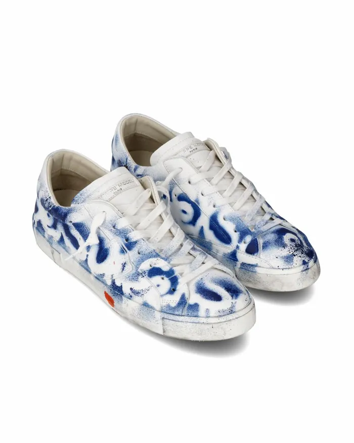 Men Prsx Sneakers White Blue Shoes Philippe Model Paris Casual