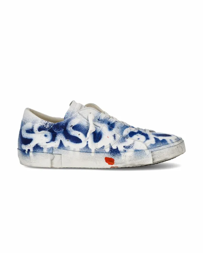 Men Prsx Sneakers White Blue Shoes Philippe Model Paris Casual