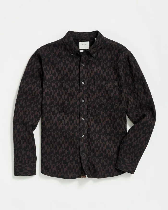 Men Shirting Billy Reid Baselines Jacquard Tuscumbia Shirt Blackbrown