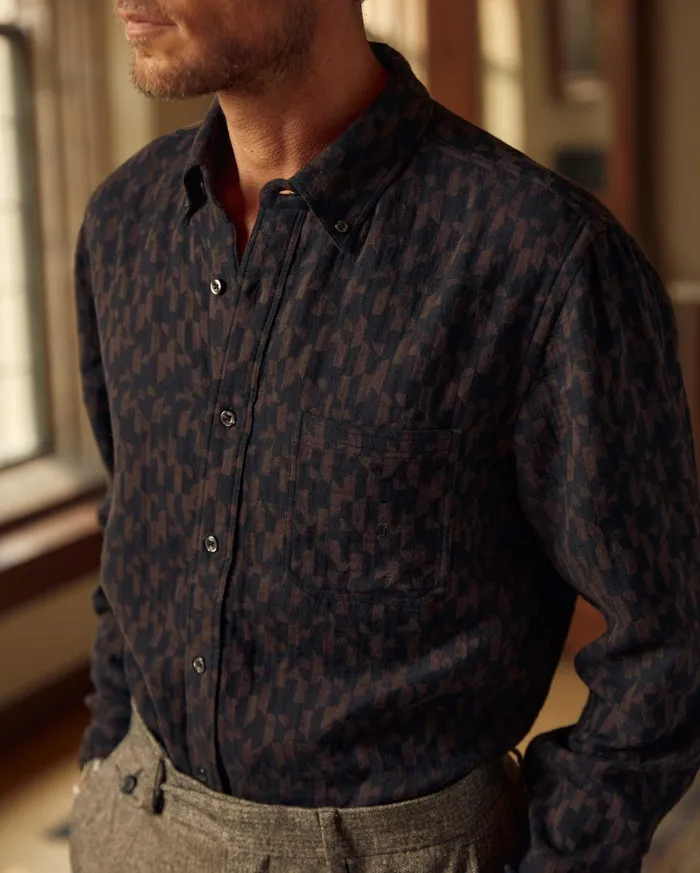Men Shirting Billy Reid Baselines Jacquard Tuscumbia Shirt Blackbrown