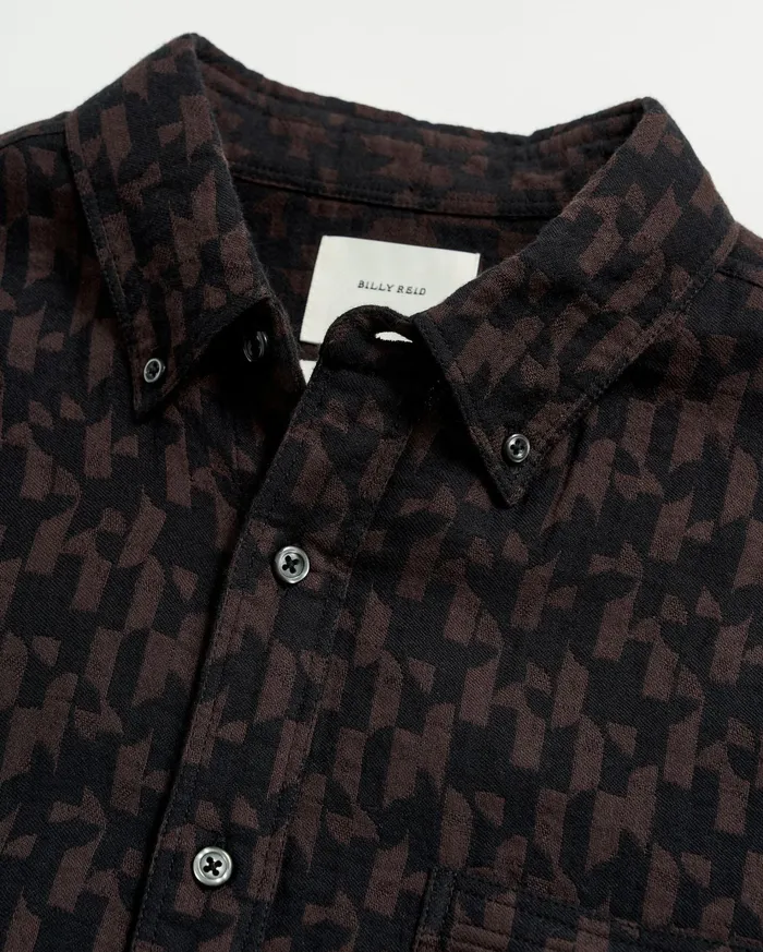 Men Shirting Billy Reid Baselines Jacquard Tuscumbia Shirt Blackbrown