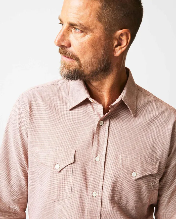 Men Shirting Billy Reid Basket Check Western Shirt Naturalred