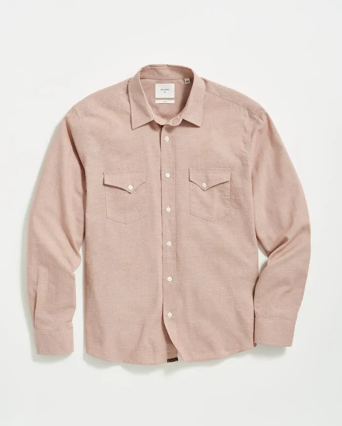 Men Shirting Billy Reid Basket Check Western Shirt Naturalred