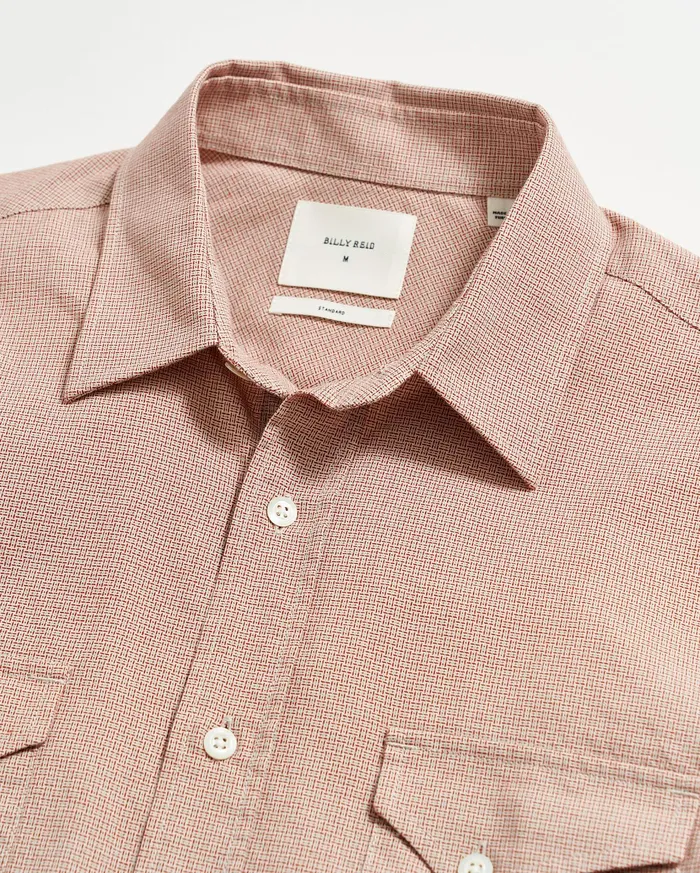 Men Shirting Billy Reid Basket Check Western Shirt Naturalred