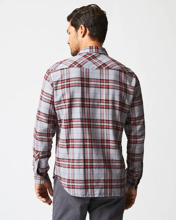 Men Shirting Billy Reid Bold Plaid Western Snap Front Shirt Greymulti
