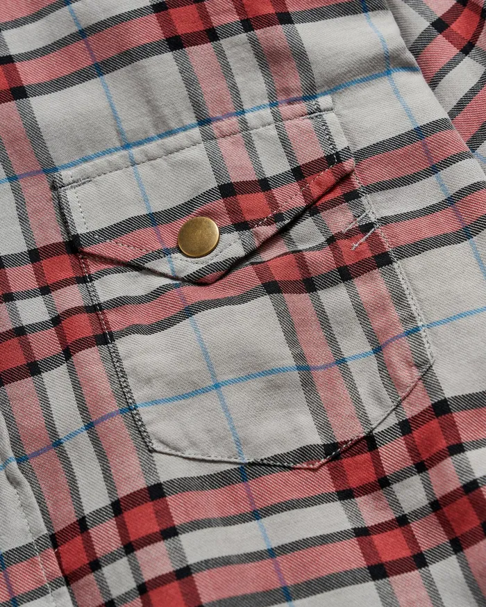 Men Shirting Billy Reid Bold Plaid Western Snap Front Shirt Greymulti