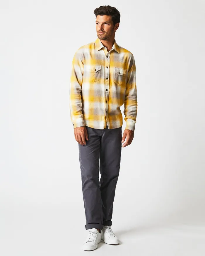 Men Shirting Billy Reid Flannel Bold Plaid Western Snap Front Shirt Naturalyellow