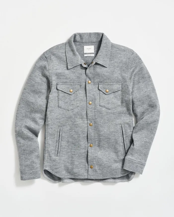 Men Shirting Billy Reid Herringbone Wool Shirt Jacket Medium Grey