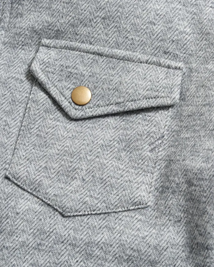 Men Shirting Billy Reid Herringbone Wool Shirt Jacket Medium Grey