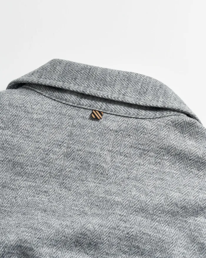 Men Shirting Billy Reid Herringbone Wool Shirt Jacket Medium Grey