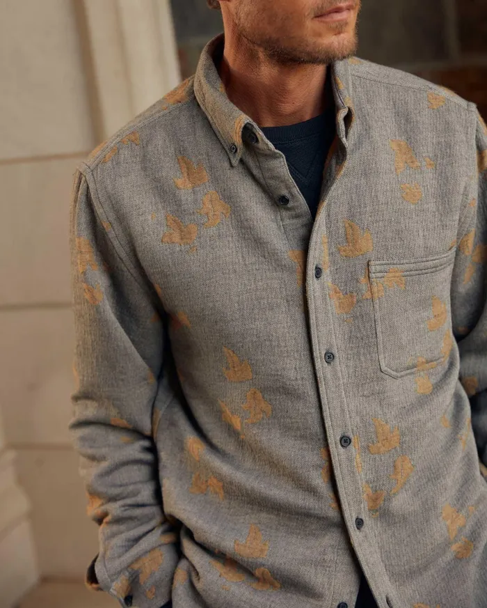 Men Shirting Billy Reid Kudzu Jacquard Overshirt Greycamel