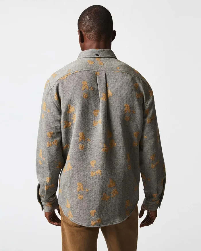 Men Shirting Billy Reid Kudzu Jacquard Overshirt Greycamel