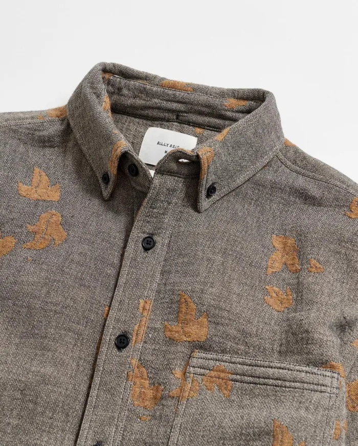 Men Shirting Billy Reid Kudzu Jacquard Overshirt Greycamel