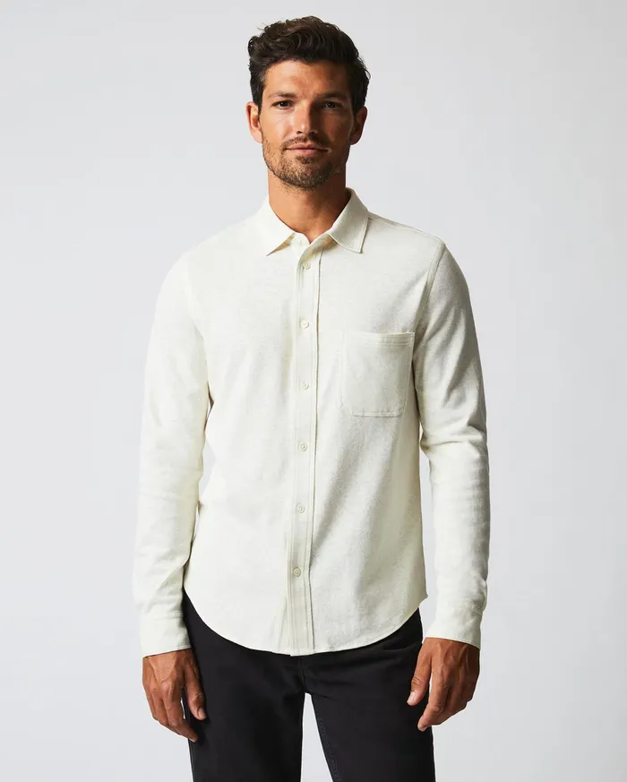 Men Shirting Billy Reid LS Hemp Cotton Knit Shirt Tinted White
