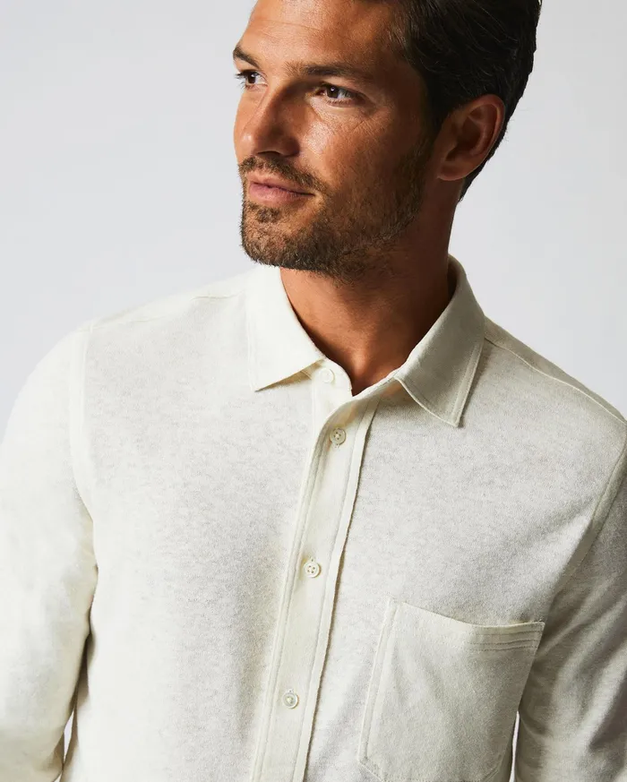 Men Shirting Billy Reid LS Hemp Cotton Knit Shirt Tinted White