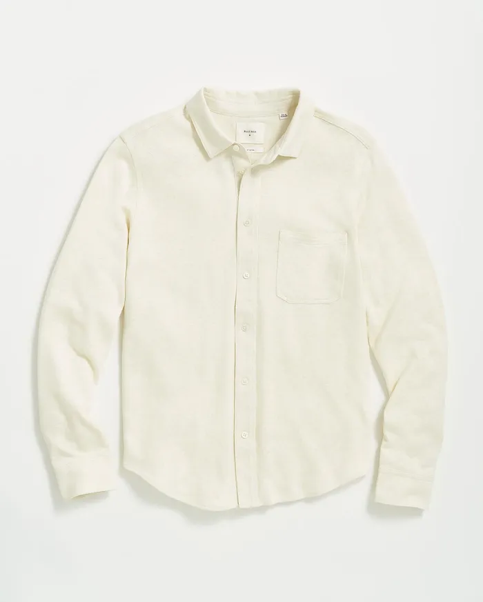 Men Shirting Billy Reid LS Hemp Cotton Knit Shirt Tinted White