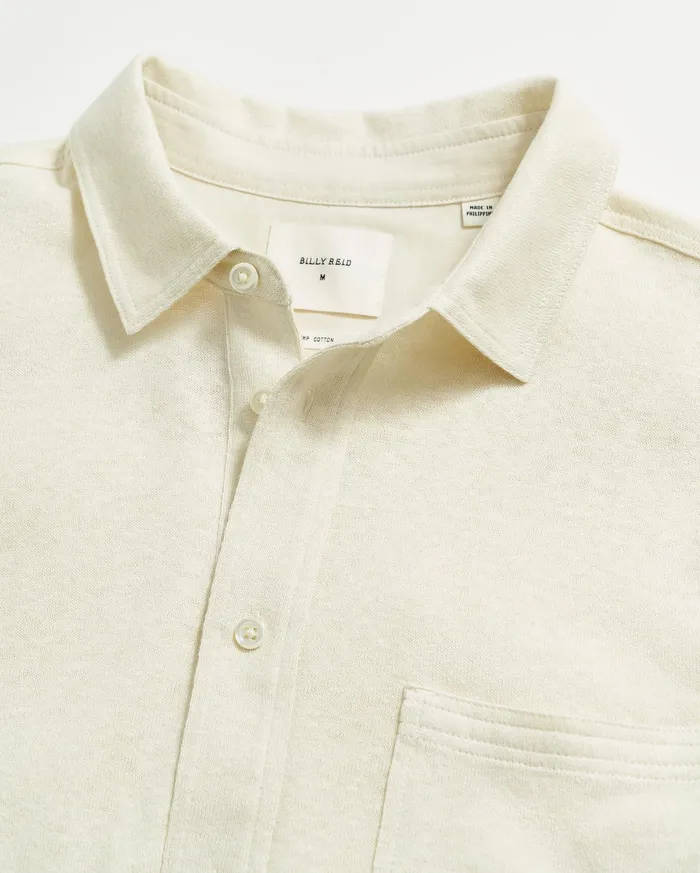 Men Shirting Billy Reid LS Hemp Cotton Knit Shirt Tinted White