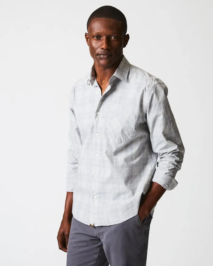 Men Shirting Billy Reid Melange Plaid John T Shirt Grey