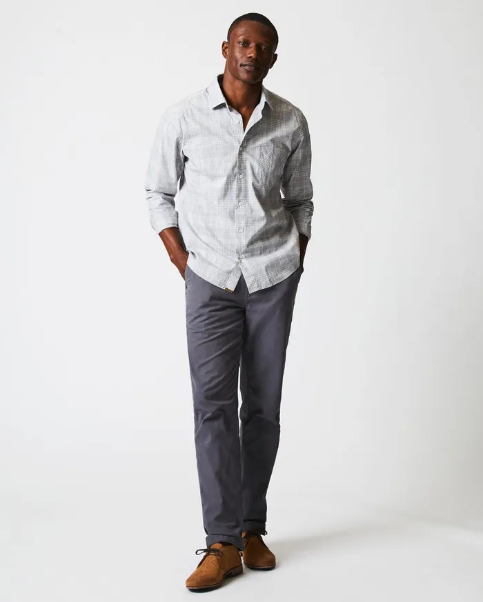 Men Shirting Billy Reid Melange Plaid John T Shirt Grey