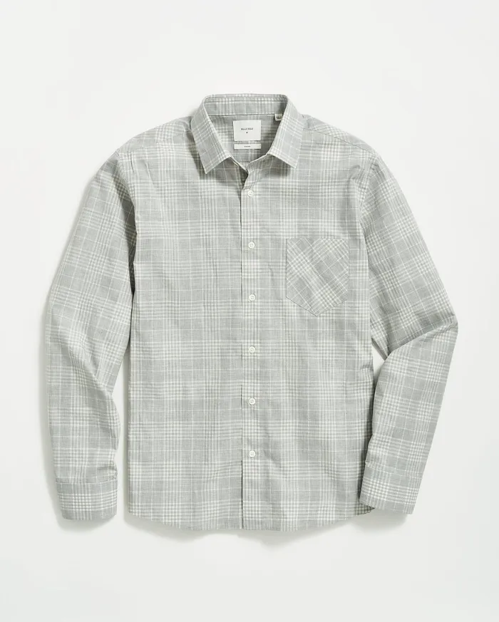 Men Shirting Billy Reid Melange Plaid John T Shirt Grey