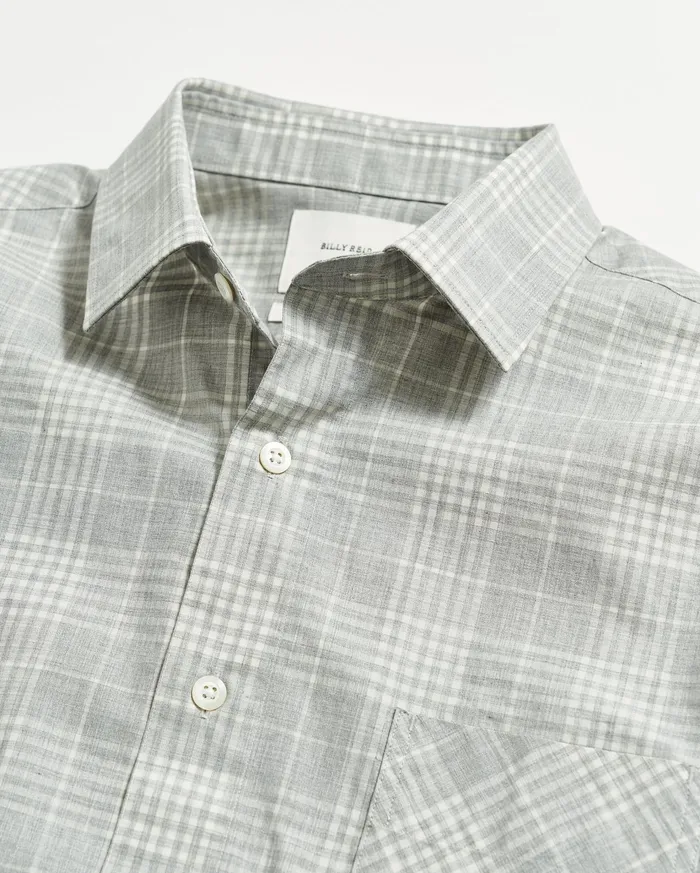 Men Shirting Billy Reid Melange Plaid John T Shirt Grey