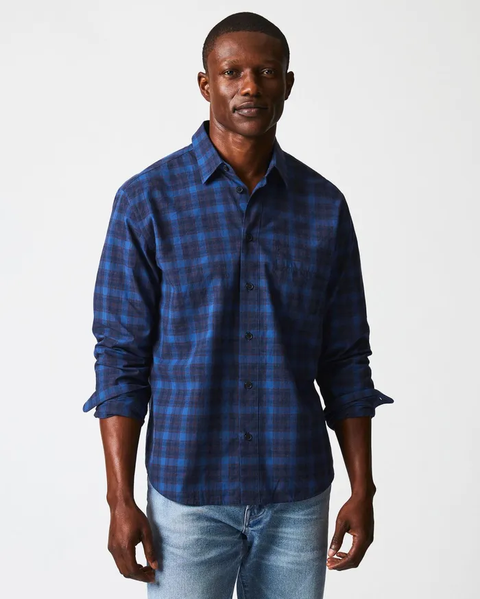 Men Shirting Billy Reid Melange Shadow Plaid Tuscumbia Shirt Bluered