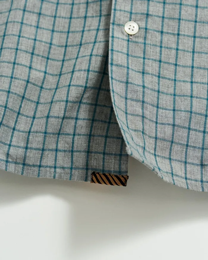 Men Shirting Billy Reid Melange Windowpane Tuscumbia Shirt Hidden Bd Greyteal