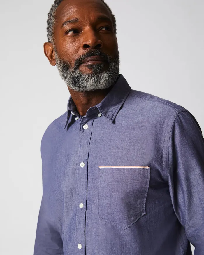 Men Shirting Billy Reid Msl 1Pocket Shirt Blue