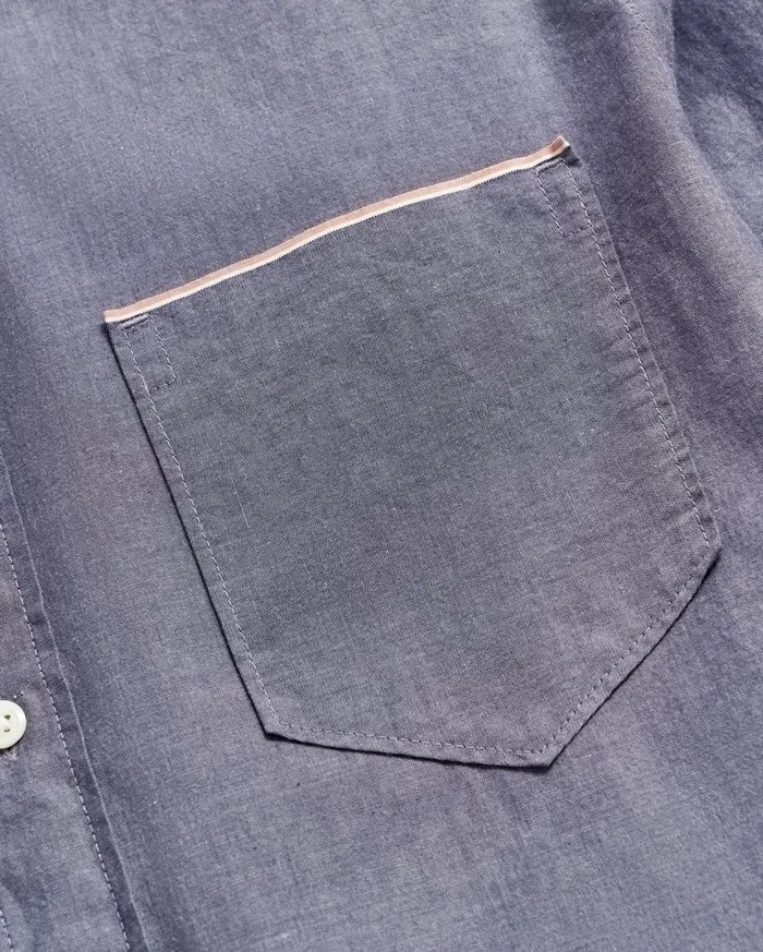 Men Shirting Billy Reid Msl 1Pocket Shirt Blue