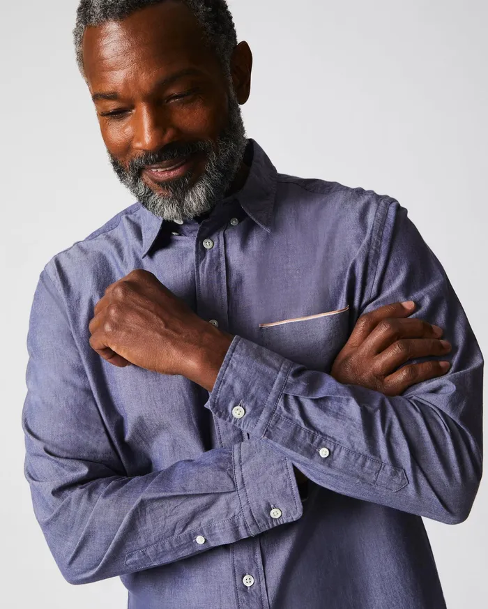 Men Shirting Billy Reid Msl 1Pocket Shirt Blue