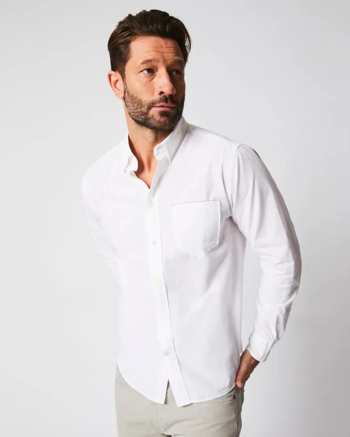 Men Shirting Billy Reid Msl 1Pocket Shirt White