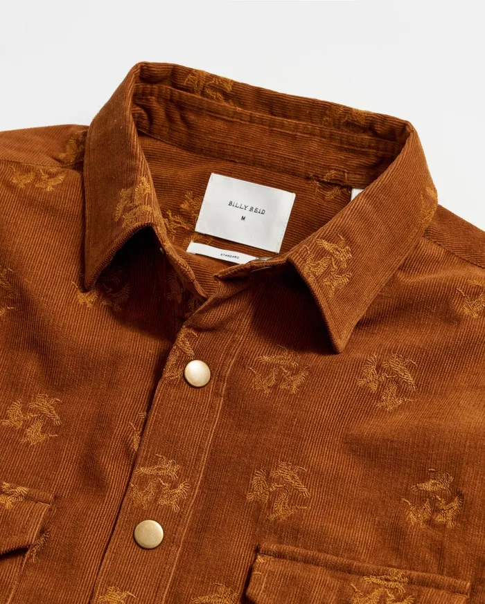 Men Shirting Billy Reid Pelican Cord Western Snap Front Shirt Billy039s Brown