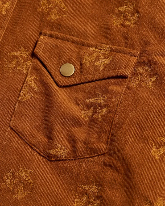 Men Shirting Billy Reid Pelican Cord Western Snap Front Shirt Billy039s Brown