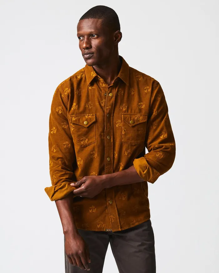 Men Shirting Billy Reid Pelican Cord Western Snap Front Shirt Billy039s Brown