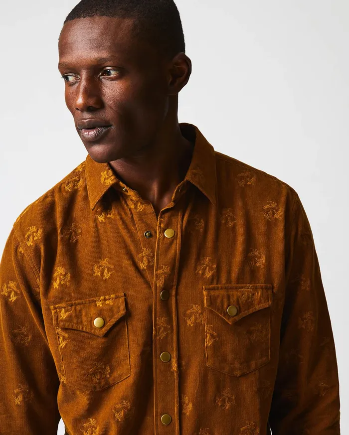 Men Shirting Billy Reid Pelican Cord Western Snap Front Shirt Billy039s Brown