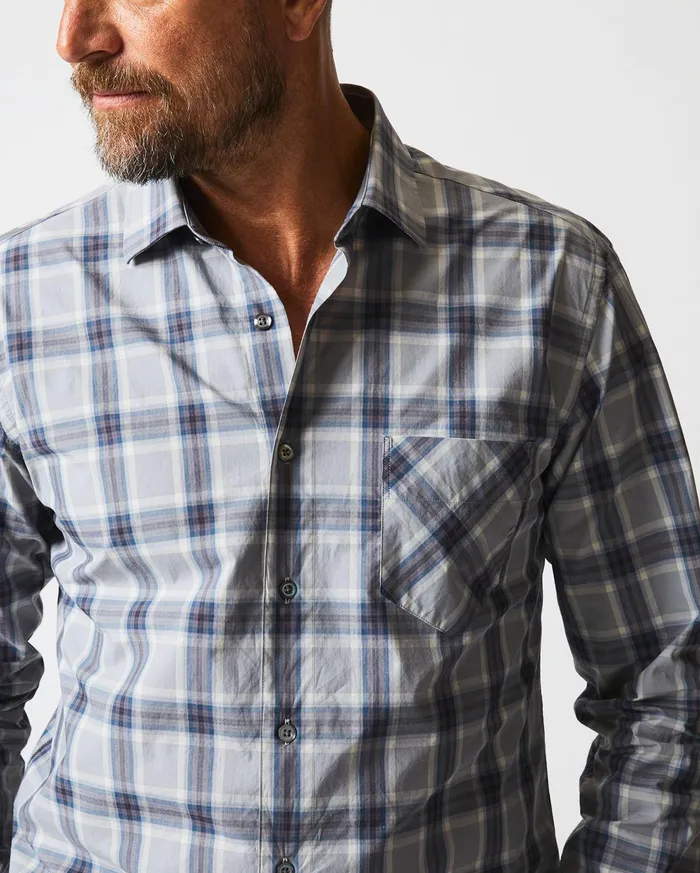 Men Shirting Billy Reid Plaid John T Shirt Greyblue