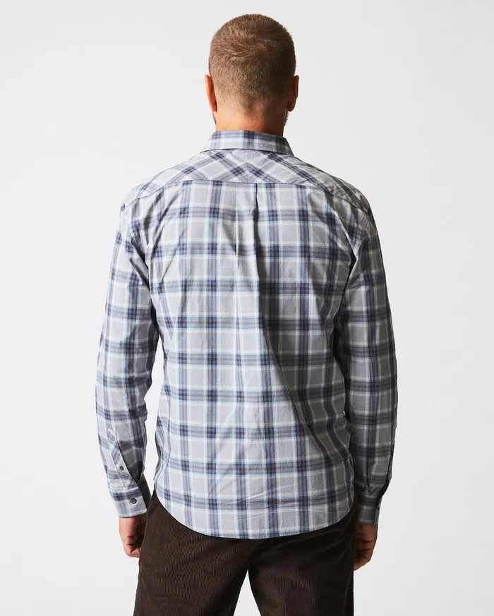 Men Shirting Billy Reid Plaid John T Shirt Greyblue