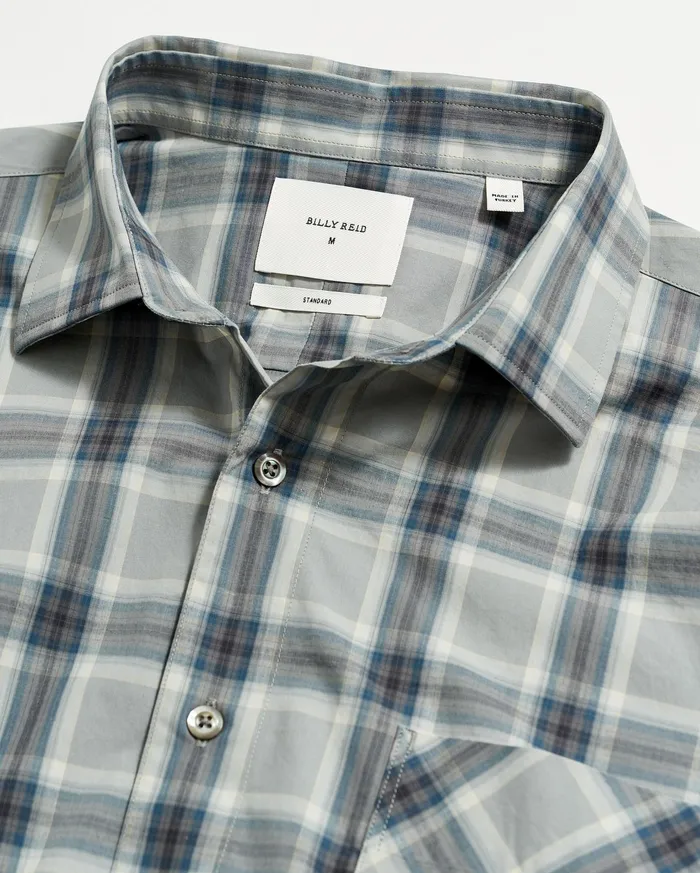 Men Shirting Billy Reid Plaid John T Shirt Greyblue