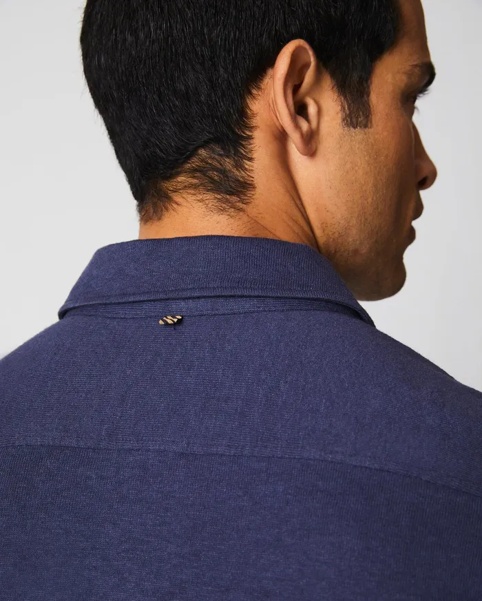 Men Shirting Billy Reid SS Hemp Cotton Knit Shirt Navy