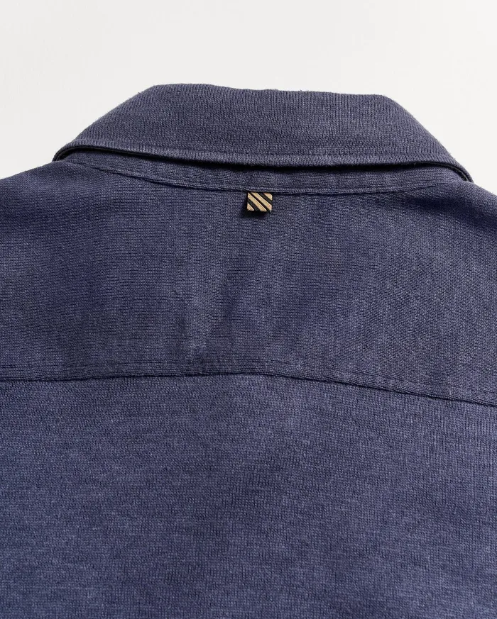Men Shirting Billy Reid SS Hemp Cotton Knit Shirt Navy