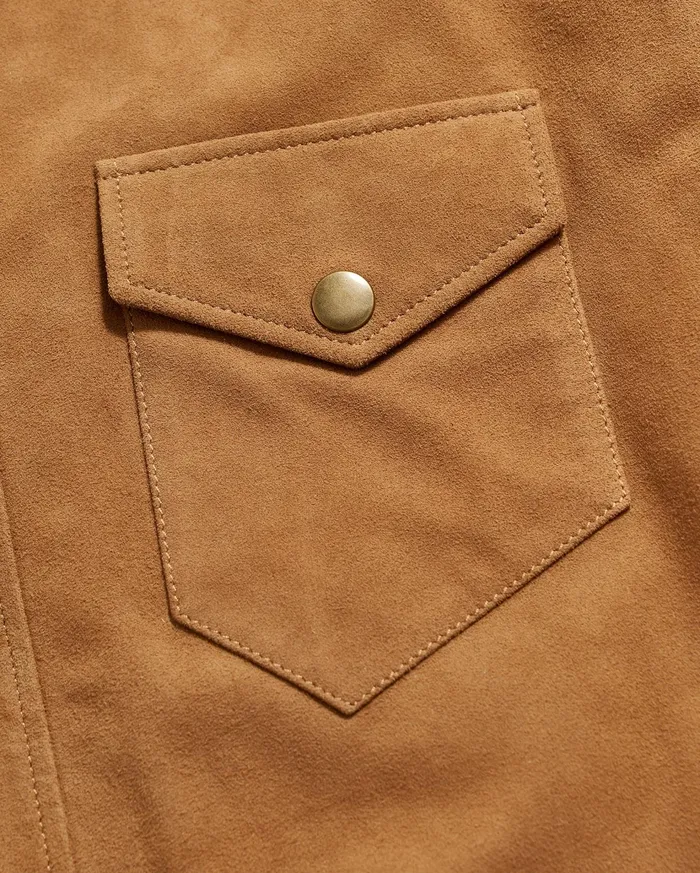 Men Shirting Billy Reid Savoy Suede Workshirt Camel