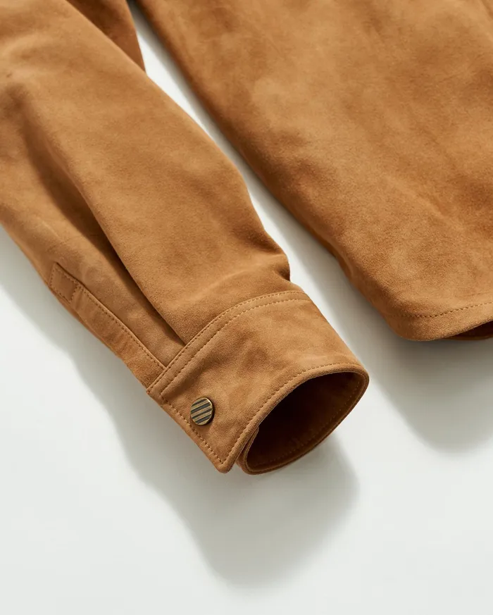 Men Shirting Billy Reid Savoy Suede Workshirt Camel