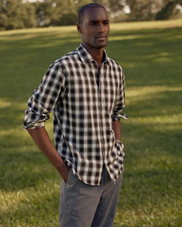 Men Shirting Billy Reid Shadow Plaid Tuscumbia Shirt Blackmulti