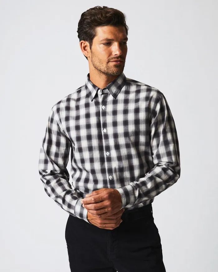 Men Shirting Billy Reid Shadow Plaid Tuscumbia Shirt Hidden Bd Blacknatural