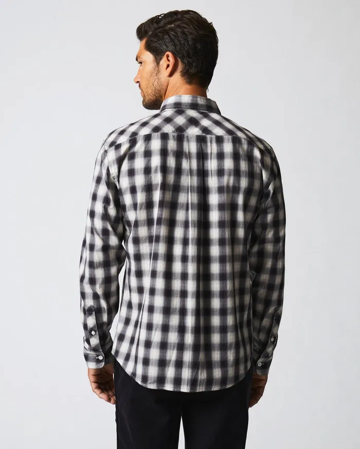 Men Shirting Billy Reid Shadow Plaid Tuscumbia Shirt Hidden Bd Blacknatural