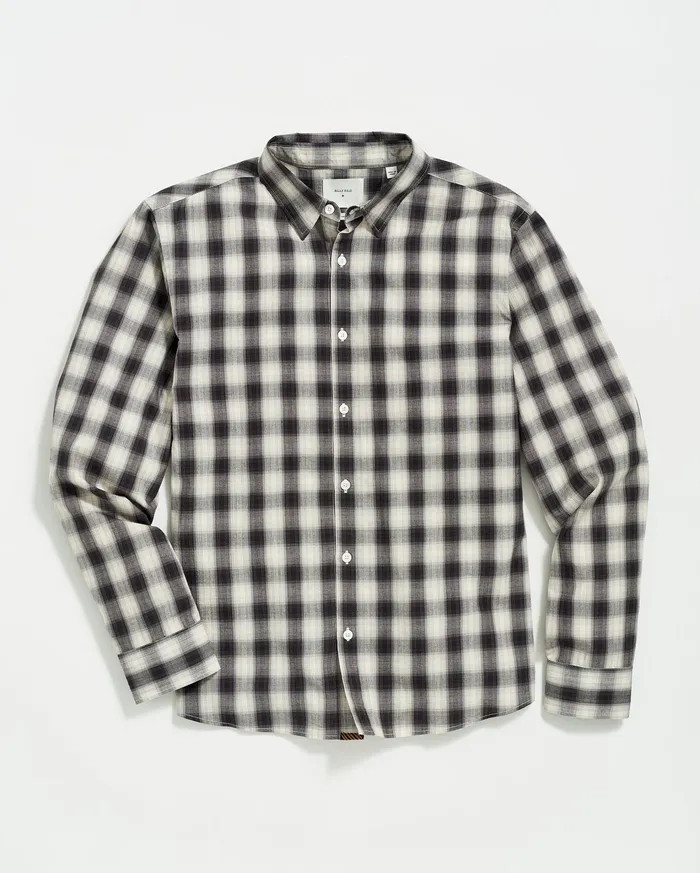 Men Shirting Billy Reid Shadow Plaid Tuscumbia Shirt Hidden Bd Blacknatural