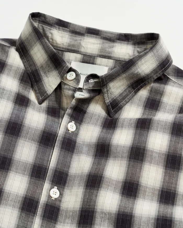 Men Shirting Billy Reid Shadow Plaid Tuscumbia Shirt Hidden Bd Blacknatural